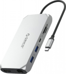 Orico USB-C 12w1 | USB-A 3.1 | USB-A 2.0 | USB-C PD 100W | 1x USB-C 3.1 | 2x HDMI 2.0 4K 60 Hz | 1x DP 1.4 4K 60 Hz | microSD/SD 3.0 | RJ45 Gigabit | 1x audio - Silver