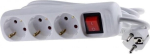 Mercodan Schuko power strip with 3, earthed outlets, with switch