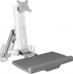 ICY BOX IB-MS600-W, "Sit-stand workstation" with wall mount for one monitor up to 24" (61 cm), 8 kg, 61 cm (24"), 75 x 75 mm, 100 x 100 mm, H&ouml;henverstellung, Grau, Silber, Wei&szlig;