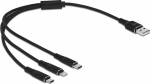 DELOCK USB-A Ladekabel Lightning/Micro USB/USB-C 30cm Black