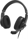 K&otilde;rvaklapid+mikrofon Hama HS-P350 V2 PC-Office-Headset, over-ear, must, 4-pin 3.5mm pistik, 2x3.5mm adapter