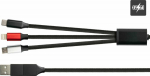 Python USB 6-in-1 Ladekabel 3A Textile coat black 1.2m