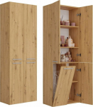 Topeshop Słupek, bathroom cabinet, Nell, 60x30x174 cm, dąb artisan, mat