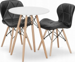 Leobert TODI round table set 60 white + 2 LAGO chairs black