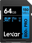 LEXAR SDXC 800X PRO UHS-I CARDS, C10 (V30) U3, R150, 64GB