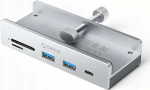 ORICO HUB clamp mounted input: USB-C / output: 2x USB-A 3.2 + 1x USB-C 3.2 + 1x SD&TF - srebrny