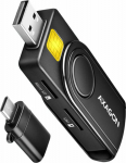 Axagon Compact travel USB-A + USB-C contact Smart / ID card and SD / microSD / SIM card reader