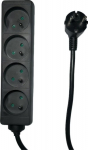 MicroConnect 4-way Power Strip French Type, E, 1.5m Black