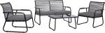 Garden furniture set MACOS table, sofa and 2 chairs, grey/black