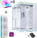 Lian Li O11 Dynamic EVO RGB PC-Geh&auml;use Bundle + HydroShift II LCD-S 360TL AiO + 6x UNI FAN SL-INF 120 Reverse Blade L&uuml;fter - wei&szlig;
