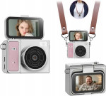 Xrec Mini Digital Camera Camcorder Retro Video 2k Rotating Screen Pendant Keychain / Xrec X7 / Pink - Szary