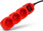 Entac Steckdosenleiste 3fach 1.5m Schalter rot