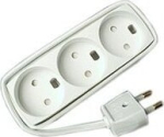 Mercodan Power strip with 3 outlets, dummy earth, 5.0m cord, white