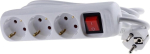 Mercodan 3-way Schuko power strip, with switch 1.5m, white