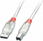 Kabel USB Lindy USB-A - USB-B 3 m Transparent (41754)