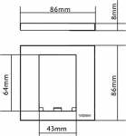 VISION Techconnect Modular AV Faceplate - LIFETIME WARRANTY - Single-Gang UK surround - frame which accommodates two modules - fits to TC3 BACKBOX1G or TC3 MUDRING1G, or any standard single-gang UK Backbox (pattress) - 86 x 86 mm / 3.4 x 3.4" - plastic -