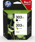HP 303XL 2er-Pack Schwarz/Cyan/Magenta/Yellow original ink cartridges, Hohe (XL-) yield, Schwarz, Cyan, Magenta, Gelb, Ink on Pigmentbasis, Dye-based ink, 12 ml, 10 ml