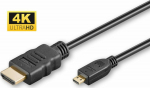 MicroConnect 4K HDMI A-D cable, 2m, Gold plated connector with