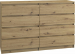 Topeshop LARGE CHEST OF MALVA M8 140CM DĄB ARTISAN 8 DRAWER