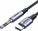 Cable USB Ugreen USB-C - mini Jack 3.5 mm 1 m Szary (UGR440GRY)