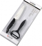 Kyocera FK-110WHCP10NBK Utility Knife & Peeler Set, knife (11 cm blade) and peeler, Black