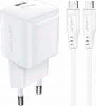 Acefast charger Mains charger Acefast A77 Mini PD 30W GaN + kabel USB-C - White
