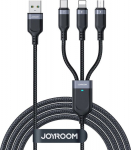Kabel USB Joyroom USB-A - USB-C + microUSB + Lightning 0.3 m Czarny (6956116708979)