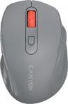Canyon 6 buttons wireless 2.4Ghz mouse, MX8650A Sensor, DPI up to 1600, Injection case, 3 M life times left and right switches, 2xAAA battery, ABS material. Size: 105x71x40mm, Weight: 59g, Dark grey