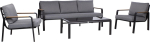 Garden furniture set LONA table, sofa and 2 chairs, grey/black