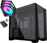 Lian Li O11 Vision Compact PC Case Bundle + 3x UNI FAN SL-INF 120 Reverse Blade Fans - Black