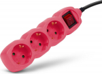 Entac Steckdosenleiste 3fach 1.5m Schalter pink