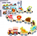 LeanToys Wooden magnetic animal train
