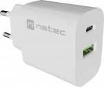 Natec Genesis Natec charger NATEC RIBERA MAINS CHARGER 1X USB-A + 1X USB-C 20W WHITE