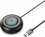 HUB USB Orico YXR4-U3 RGB 4-portowy USB-A 3.0 z port audio/microphone 1.8 m - czarny (6941788806061)