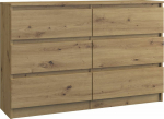 Topeshop LARGE CHEST OF MALVA M6 120 CM 6 DRAWER DĄB ARTISAN