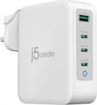 j5create 130W GAN USB-C 4-PORT CHARGER -, UK WHITE GREY