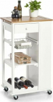 Zeller Kitchen cart, bamboo / MDF, white, 50 x 37 x 86.5 cm