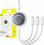 Kabel USB Baseus USB-A - USB-C + microUSB + Lightning 1.1 m White (P10368700211-01)