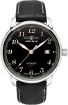 Zeppelin LZ 127 Graf Zeppelin Automatic Men&rsquo;s Watch 40mm Black Dial Black Leather Strap