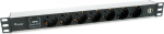 Equip 19" Steckdosenleiste 7xSchuko/2xUSBA->St.90&deg;&Uuml;SS Alu