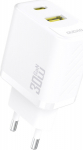 Dudao Charger USB-A USB-C GaN PD 30W - white Mains charger USB-A USB-C GaN PD 30W - White