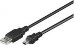 MicroConnect USB A - Mini USB B 5P 1m M-M, USBAMB51, 1 m, USB A