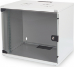 Digitus | 7U wall mounting cabinet | DN-19 07U-S-1 | Safety class rating IP20. Lockable safety-glass door. 200&deg; door opening angle. Front door: Glass door, single opening. Unmounted 370x540x400 mm | Grey