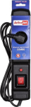 Activejet Combo power strip with surge protection 3 sockets 5 m czarna