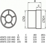 Vents Duct fan fi 150 230V 24W 40dB z collar (150VKO)