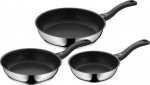 [AI generated title] Wmf Devil Pan set I Stainless Steel 3stk