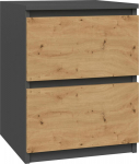 Topeshop W2 ANTRACYT/ARTISAN nightstand/bedside table 2 drawer(s) Anthracite, Oak