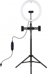 Puluz LED Ring Lamp 30cm with Desktop Tripod Mount Up to 165cm and 3 Phone Clamps, USB