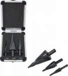 Wiertło AWTools AW SPIRAL STEP DRILL KPL. 3szt./ 4-12 4-20 4-32mm/ AICrN/ CZARNE/ PLASTIC CASE