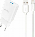 Dudao charger Mains charger Dudao A4EU USB-A 2.1A - White + kabel USB-A - Lightning